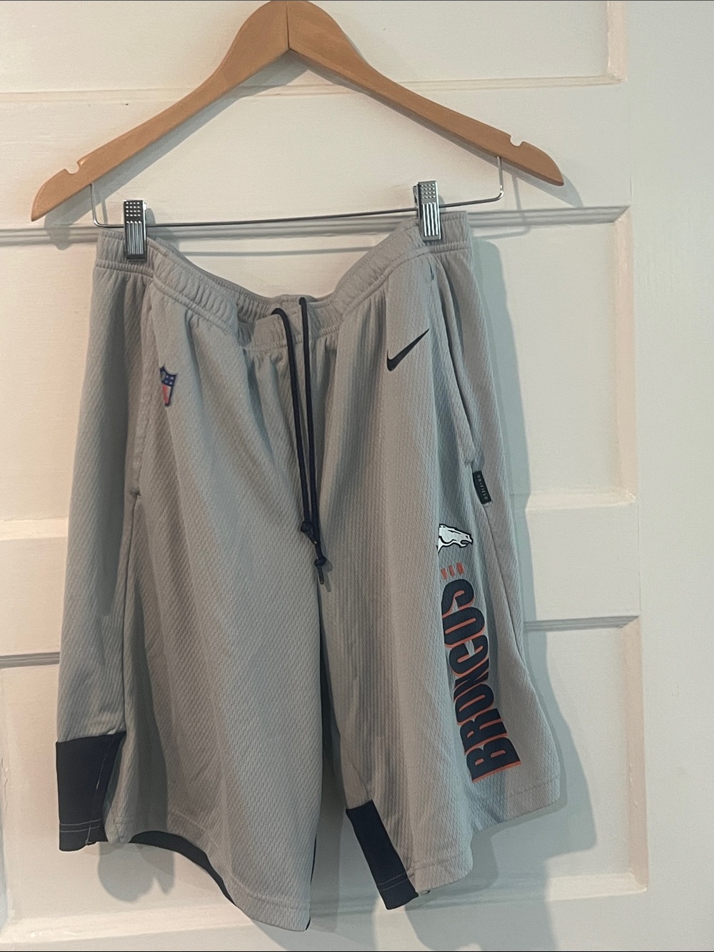 Nike Gray Denver Broncos Athletic Shorts with Navy Accents